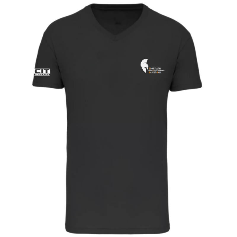 T-shirt coton col v - Logo Basket Adapté