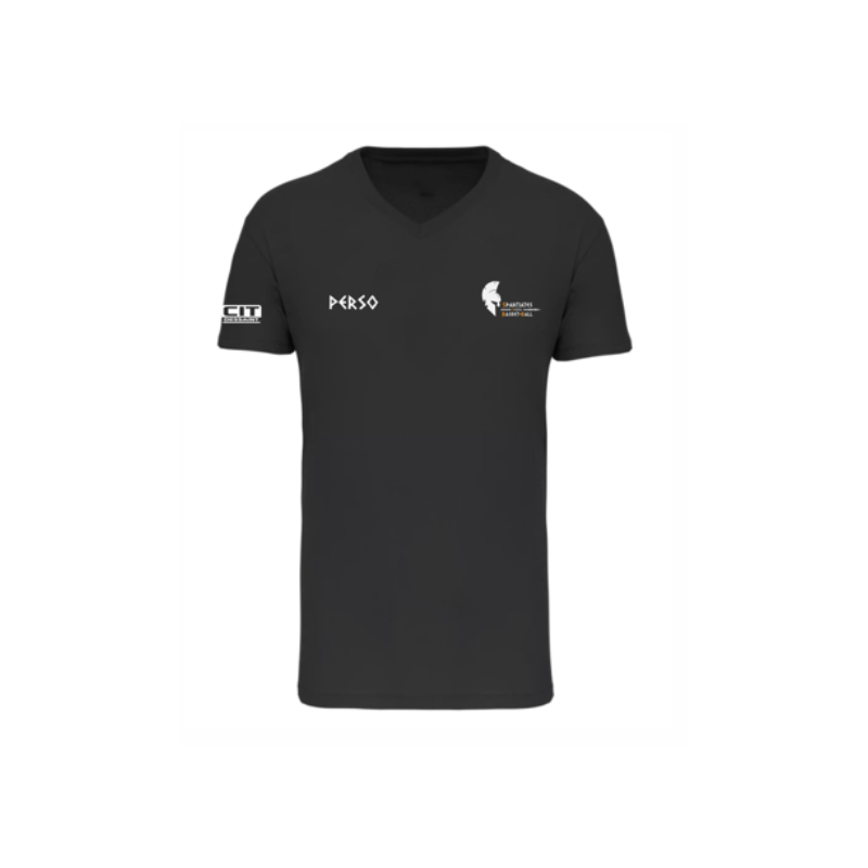 T-shirt coton col V Adulte - Basket & sport adapté