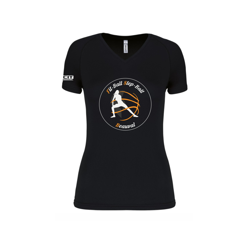 T-shirt sport col V adulte - Fitball & stepball