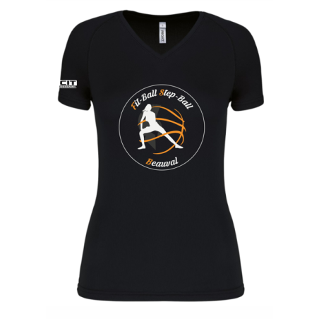 T-shirt sport col V adulte - Fitball & stepball
